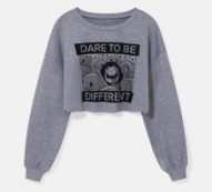 Letter Cartoon Graphic Crop Sweatshirt