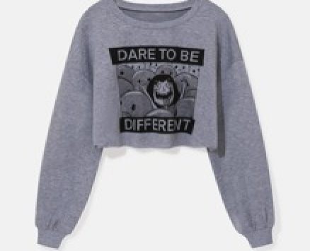 Letter Cartoon Graphic Crop Sweatshirt