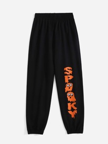 Letter Cartoon Graphic Sweatpants