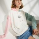 Letter Colorblock Drawstring Hoodie