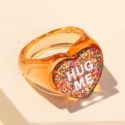 Letter Decor Heart Design Ring