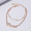 Letter Decor Layered Anklet