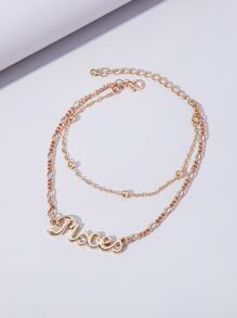 Letter Decor Layered Anklet