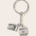 Letter Decor & Camera Charm Keychain