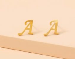 Letter Design Stud Earrings