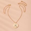 Letter Disc Charm Necklace