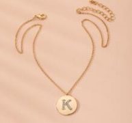 Letter Disc Charm Necklace