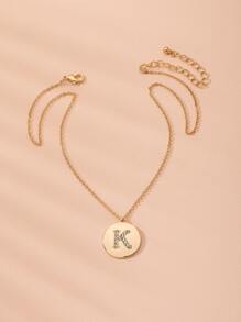 Letter Disc Charm Necklace