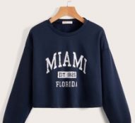 Letter Drop Shoulder Crop Tee