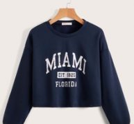 Letter Drop Shoulder Crop Tee