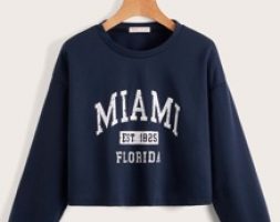 Letter Drop Shoulder Crop Tee