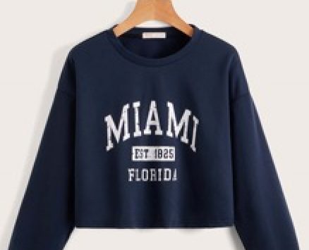 Letter Drop Shoulder Crop Tee