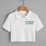 Letter Embroidery Crop Tee