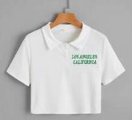 Letter Embroidery Crop Tee