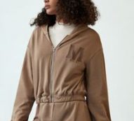 Letter Embroidery Patch Zip Up Hoodie