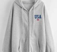 Letter Flag Graphic Zip Up Drawstring Hoodie