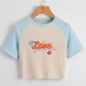 Letter Floral Graphic Baseball Tee