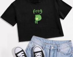 Letter Frog Graphic Boxy Tee