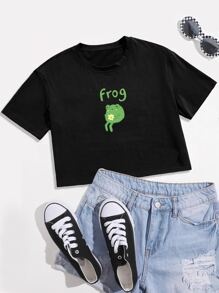 Letter Frog Graphic Boxy Tee