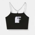 Letter Ghost Graphic Chain Crop Cami