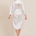 Letter Graphic Belted Satin Night Robe