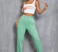 Letter Graphic Bra and Sports Pants Set