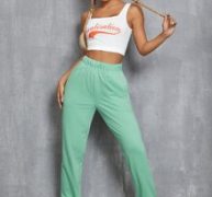 Letter Graphic Bra and Sports Pants Set