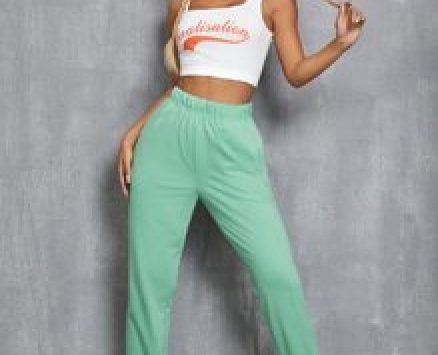 Letter Graphic Bra and Sports Pants Set