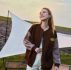 Letter Graphic Colorblock Drop Shoulder Button Front Sweatshirt