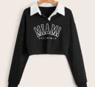 Letter Graphic Contrast Collar Sweatshirt
