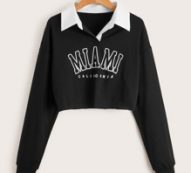 Letter Graphic Contrast Collar Sweatshirt