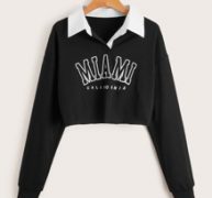 Letter Graphic Contrast Collar Sweatshirt