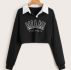 Letter Graphic Contrast Collar Sweatshirt
