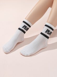 Letter Graphic Crew Socks