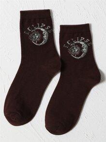 Letter Graphic Crew Socks