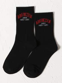 Letter Graphic Crew Socks