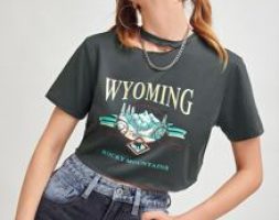 Letter Graphic Cut Out Crop Tee