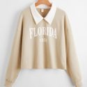 Letter Graphic Doll Collar Sweatshirt