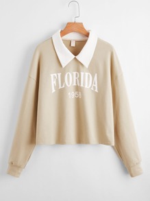 Letter Graphic Doll Collar Sweatshirt