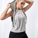 Letter Graphic Drawstring Hooded Sports Tank Top