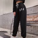 Letter Graphic Drawstring Waist Sweatpants