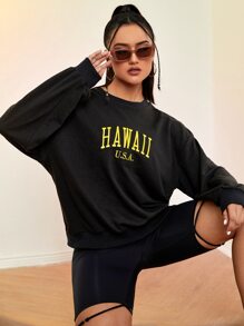 Letter Graphic Drop Shoulder Pullover