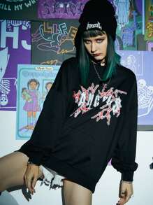 Letter Graphic Drop Shoulder Sweatshirt