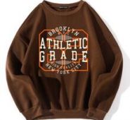 Letter Graphic Drop Shoulder Thermal Pullover