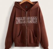 Letter Graphic Drop Shoulder Zip Up Hooded Sweatshirt