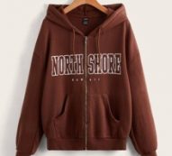 Letter Graphic Drop Shoulder Zip Up Hooded Sweatshirt
