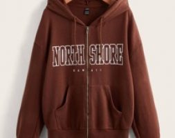 Letter Graphic Drop Shoulder Zip Up Hooded Sweatshirt