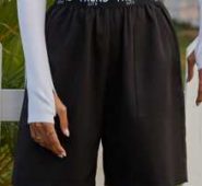 Letter Graphic Elastic Waist Shorts