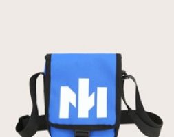 Letter Graphic Flap Crossbody Bag