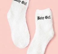 Letter Graphic Fuzzy Socks